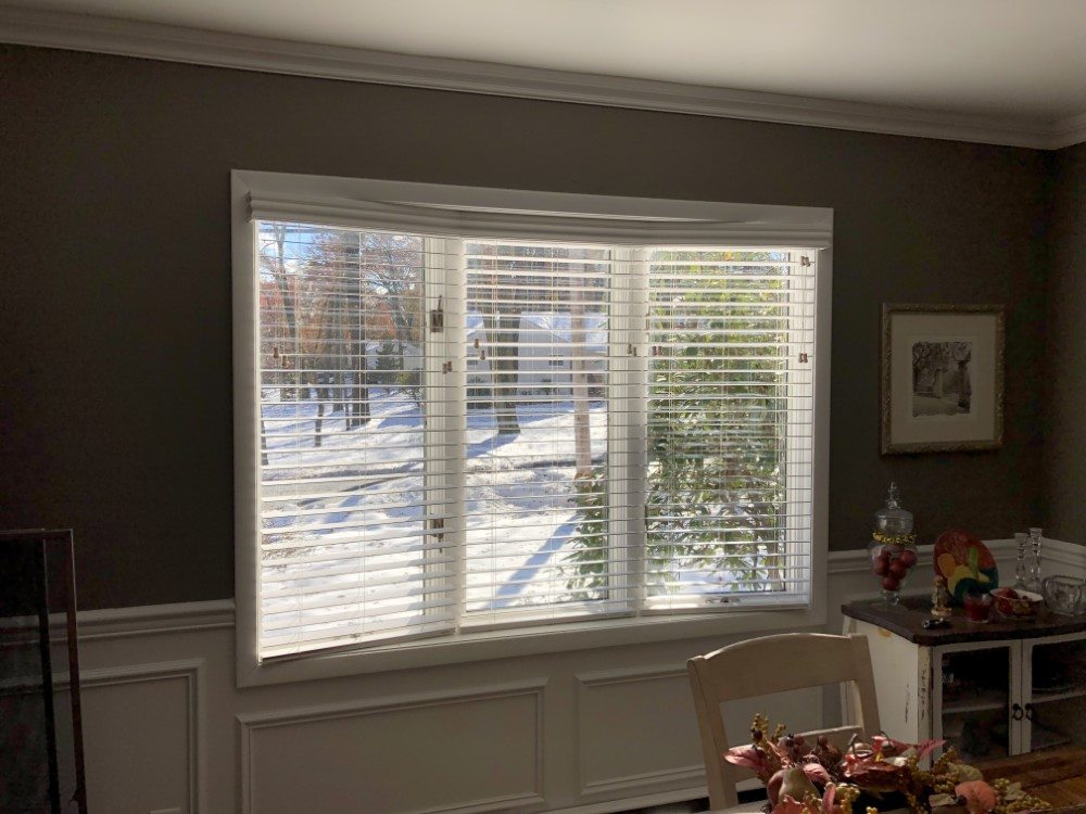 Faux Wood Blinds in Bay Window in Park Ridge, NJ | Latest Projects