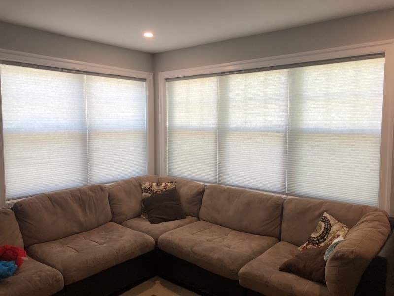 Graber cordless semi-opaque cellular shades installed in Bergenfield NJ