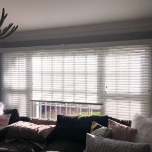 Graber 2” faux wood blinds With majestic valance and Cord tilter installed in Allendale NJ