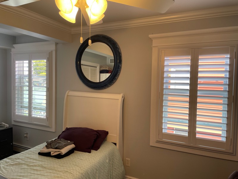 Hunter Douglas Plantation Shutters with Hidden Louver Tilts and Trim Casing Frames in Hasbrouck Heights, NJ