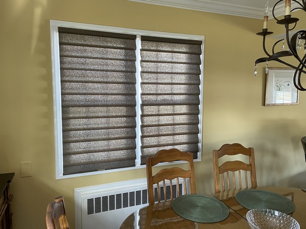 Hunter Douglas Soft Fold Semi-Opaque Vignette Roman Shades Tiered in Ridgewood NJ