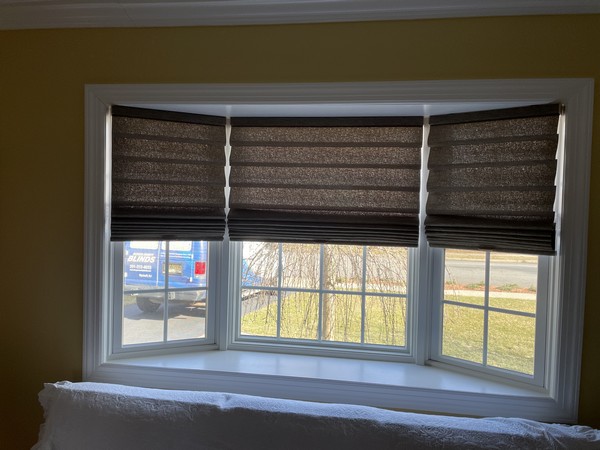 Hunter Douglas Soft Fold Semi-Opaque Vignette Roman Shades Tiered in Ridgewood NJ