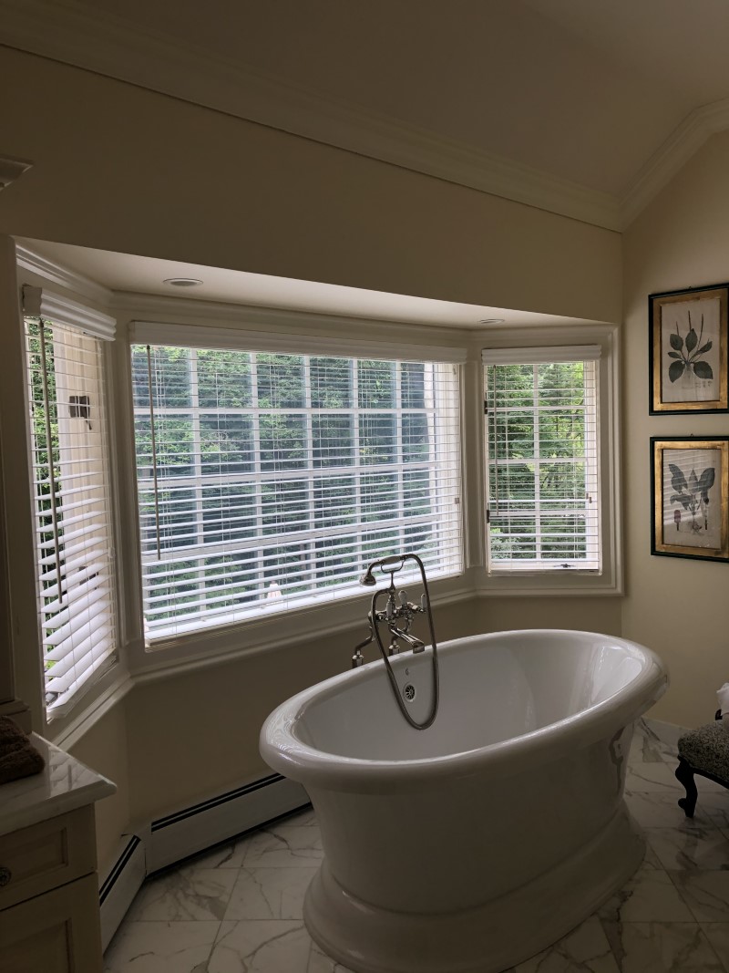 Hunter Douglas wood blinds installed in Saddle River, NJ