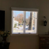 Faux Wood Blinds in Bay Window in Park Ridge, NJ