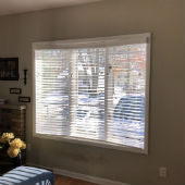 Faux Wood Blinds in Bay Window in Park Ridge, NJ