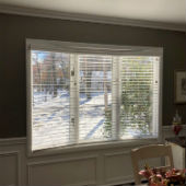 Faux Wood Blinds in Bay Window in Park Ridge, NJ