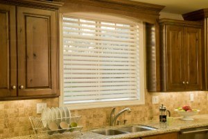 white blinds in the kitchen