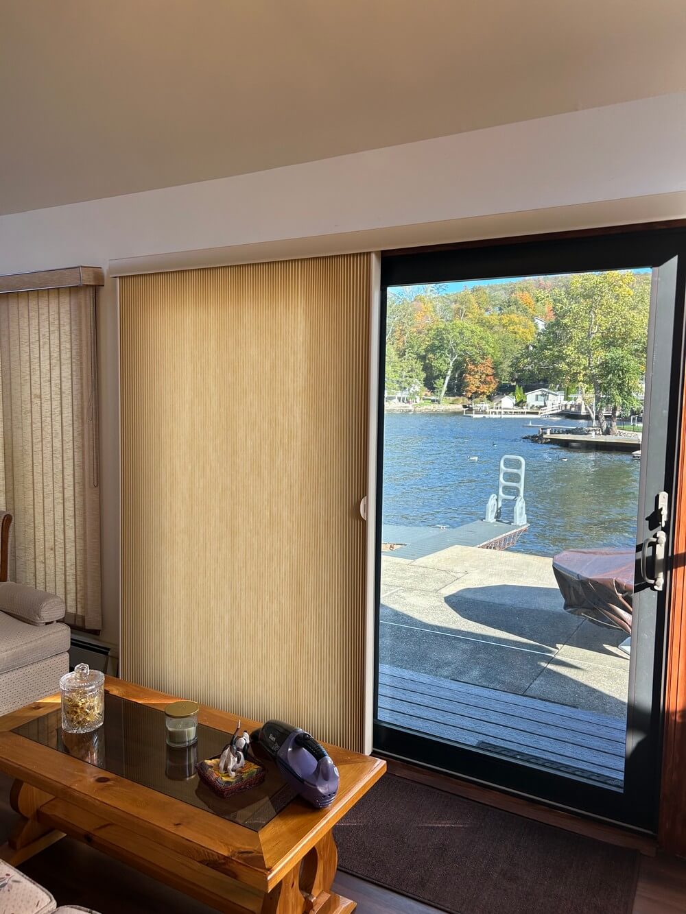 Decorative Hunter Douglas Vertiglide Cellular Shades Installed in Greenwood Lake, NY